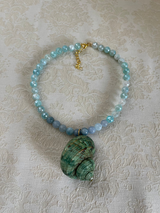 Aquamarine Shell Choker