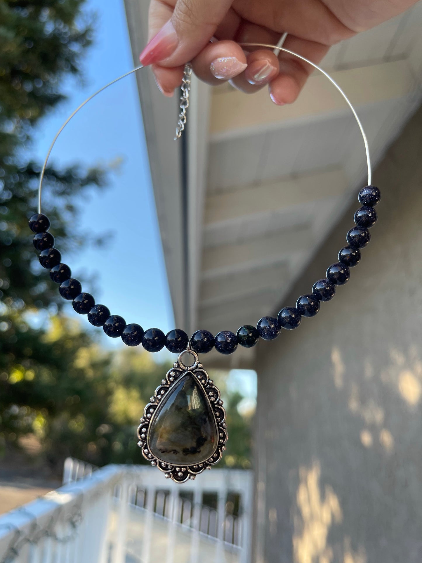 Labradorite & Blue Sandstone Choker